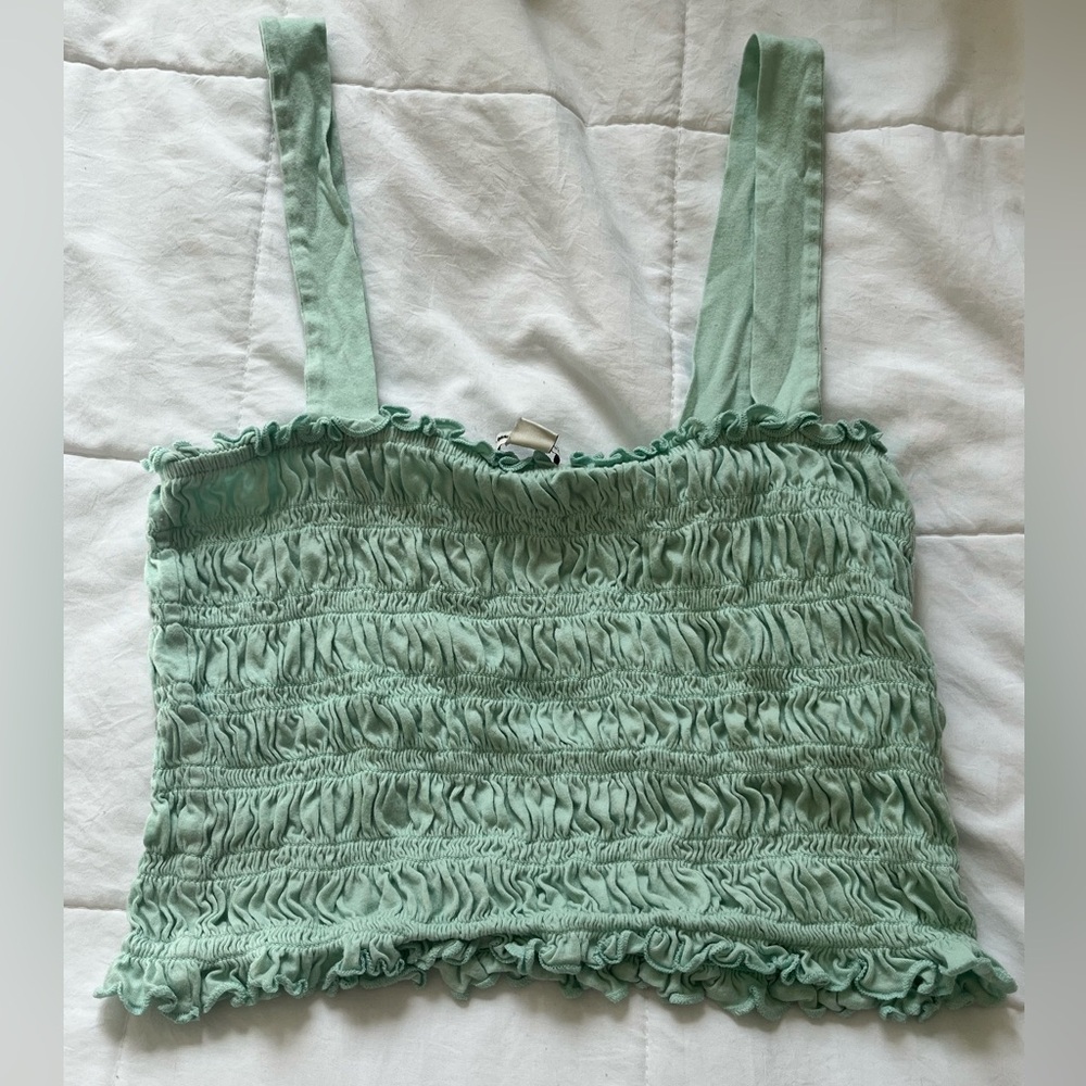 AE Ruffled Mint Tank Top
